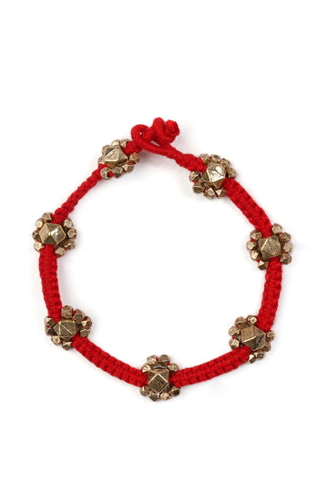 Tangerine Thread Tribal Motif Anklet